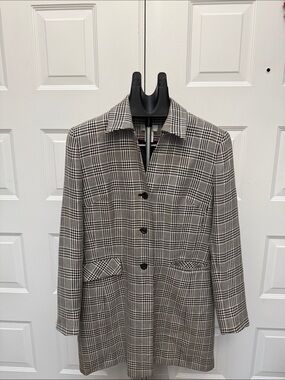 Worthington Black and White Glen Plaid Single-Breasted Blazer